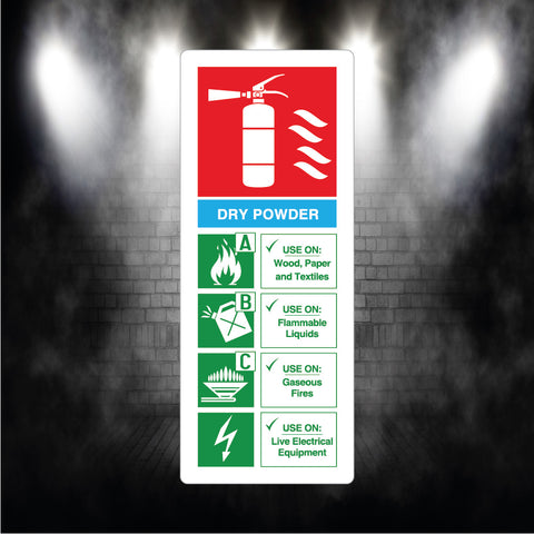 Dry powder Fire Extinguisher metal sign plaque