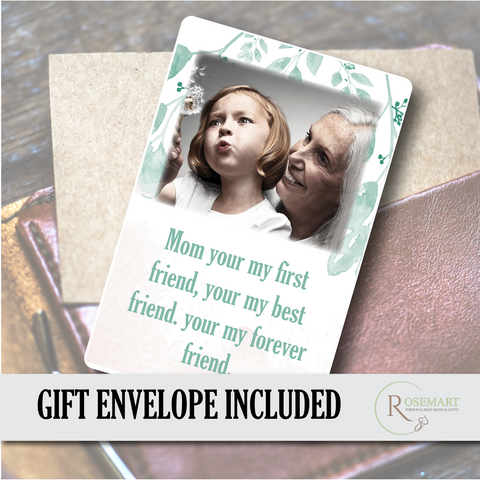 Personalised  Mom poem Mothers day keepsake metal wallet card