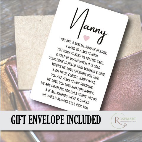 Nanny loving quote keepsake metal wallet card.