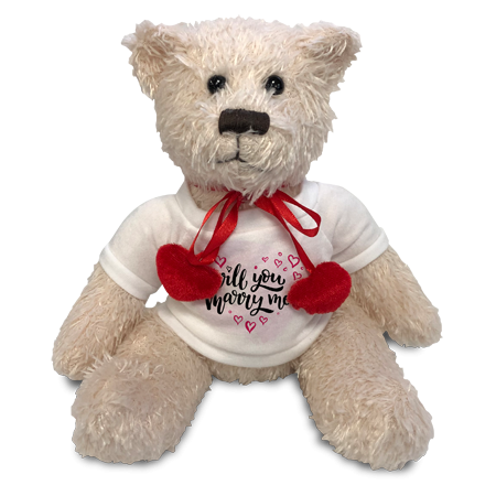 Personalised Printed Love heart teddy bear with printed tshirt. Any photo text